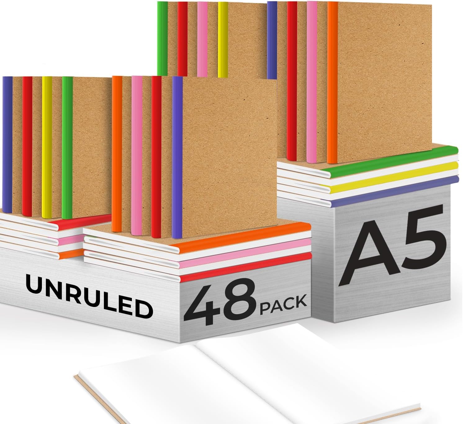 A5 Kraft Softcover Blank Notebook — Pack of 50, 120 Pages A5 Kraft Softcover Blank Notebook — Pack of 50, 120 Pages