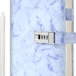 A5 Lockable Diary with Pen — 192 Pages, Marble Cover, Purple