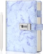 A5 Lockable Diary with Pen — 192 Pages, Marble Cover, Purple