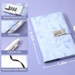 A5 Lockable Diary with Pen — 192 Pages, Marble Cover, Purple