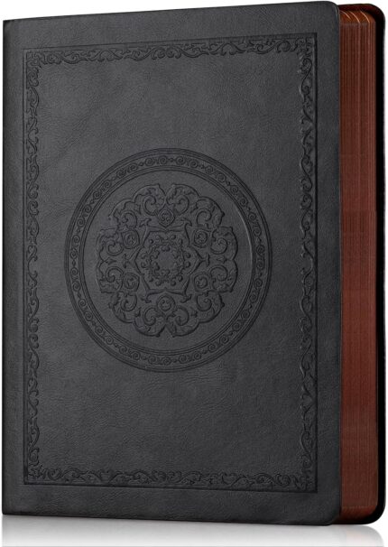 A5 Softcover Lined Journal — 300 Pages, Embossed Faux Leather, Black