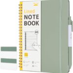 A5 Spiral-Bound Ruled Notebook — 160 Pages with Pen Loop, Green