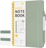 A5 Spiral-Bound Ruled Notebook — 160 Pages with Pen Loop, Green