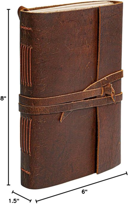 Handmade Leather-Bound Unlined Journal 6 x 8 Inch — Rustic Finish