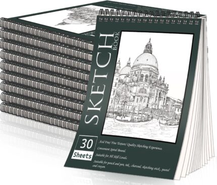 Spiral Sketch Book 8.5 x 11 Inch — Pack of 10, 100 GSM Drawing Paper