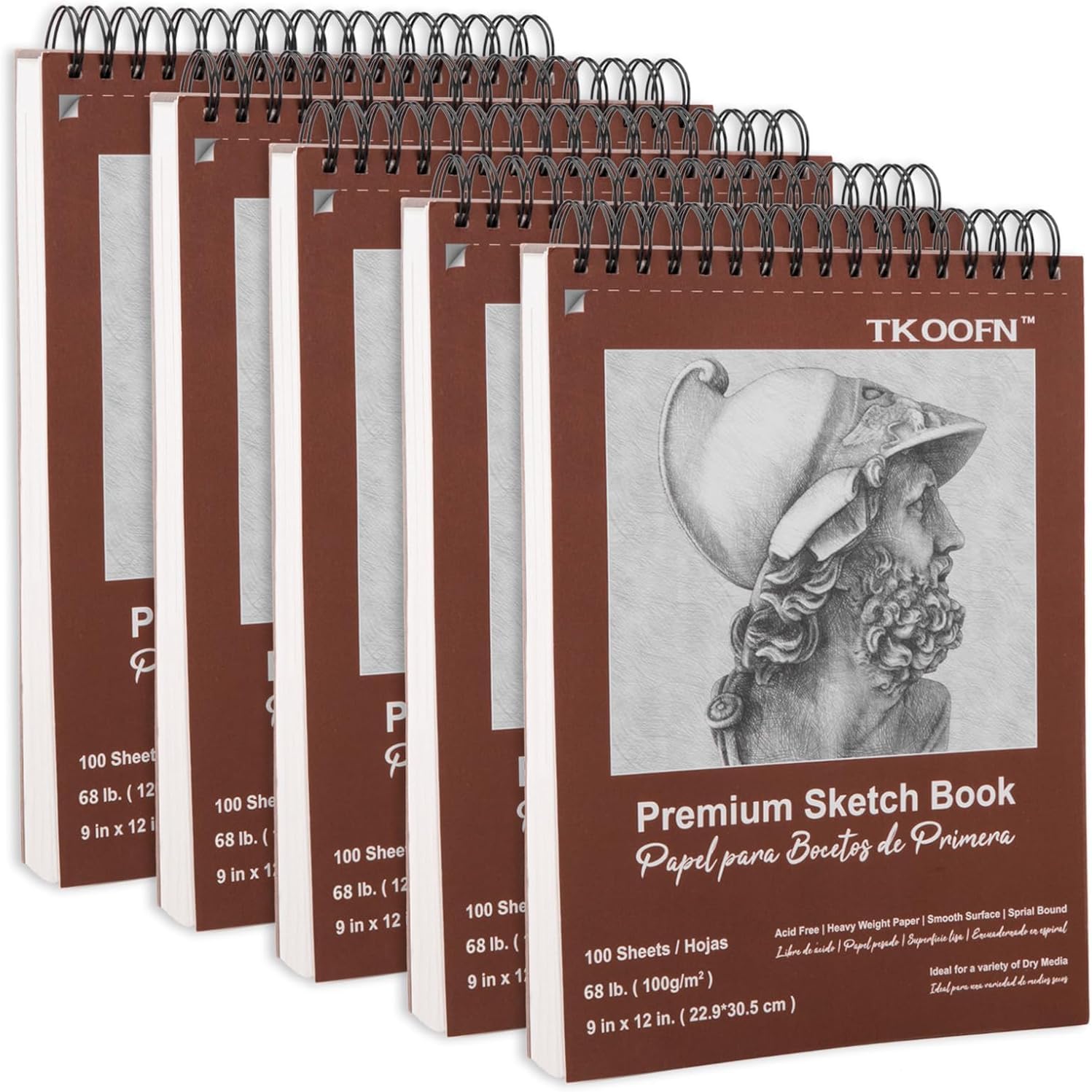 Spiral Sketch Book 9 x 12 Inch — Pack of 5, 500 Sheets, Acid-Free Spiral Sketch Book 9 x 12 Inch — Pack of 5, 500 Sheets, Acid-Free
