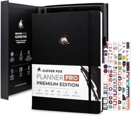 Undated Weekly and Daily Planner 8.5 x 11 Inch — Hardcover with Stickers