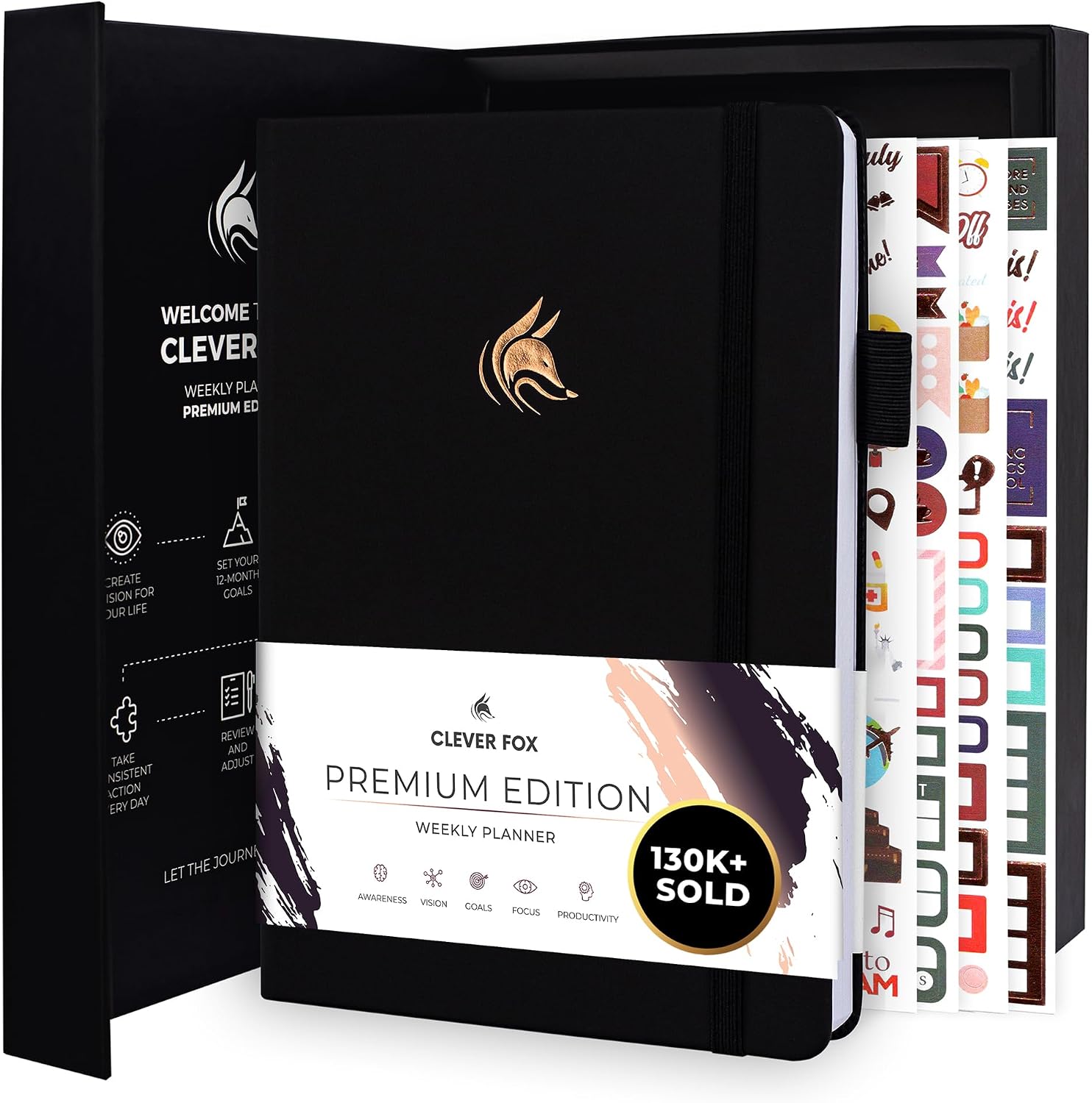 Undated Weekly and Monthly Planner — Hardcover with Gift Box, Black Undated Weekly and Monthly Planner — Hardcover with Gift Box, Black