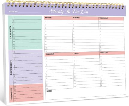 Undated Weekly To-Do Notepad 8.5 x 11 Inch — Tear-Off Desk Planner